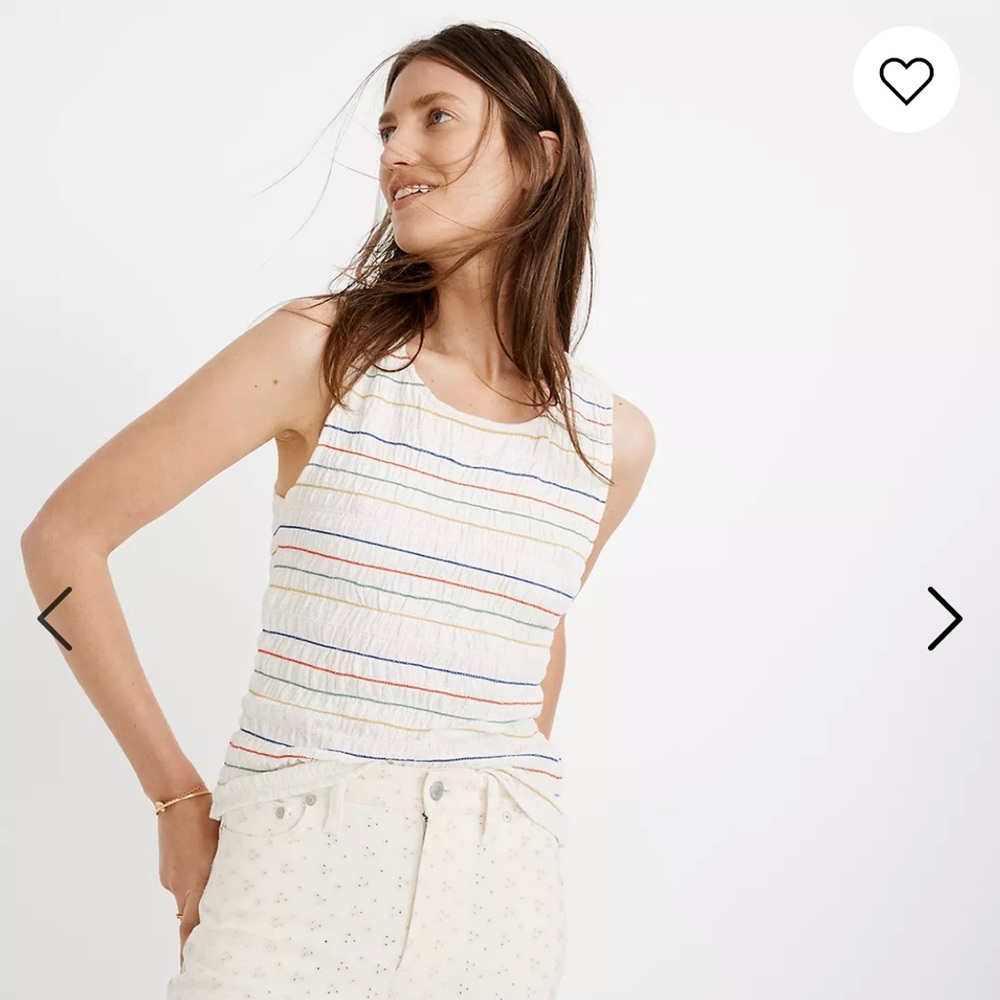 Madewell Rainbow-Stitch Smocked Tank Top